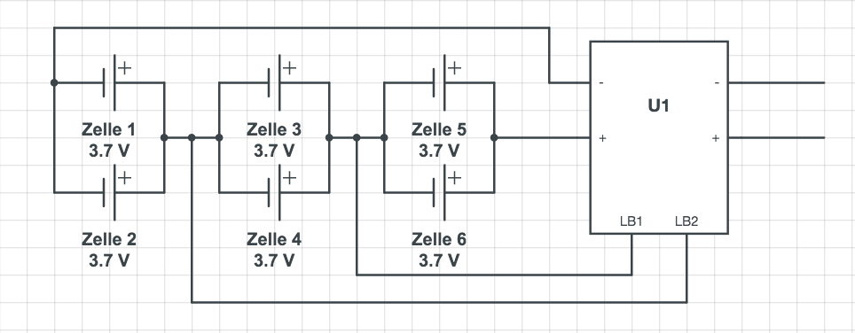 Eine einfache Verschaltung der 18650 Zellen
