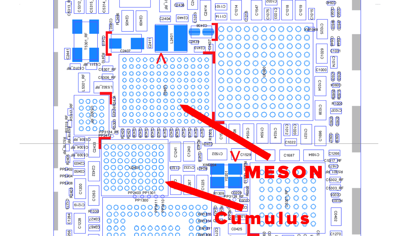 Cumulus und Meson IC auf dem iPhone 6 Board